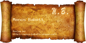 Mencs Babett névjegykártya